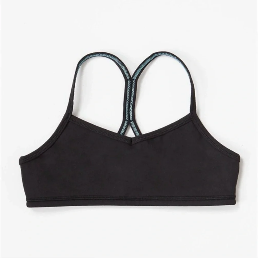 Ivivva Lululemon Drill Sports Bra Girls Size 8 Black T Back Workout Dance Cheer
